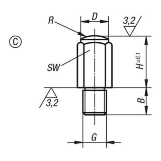 KIPP Positievoet G=M16 H=60 Vorm C Gesmeed staal SW=27