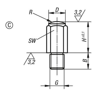 KIPP Positionsfuß G=M16 H=60 Form C Vergütungsstahl SW=27