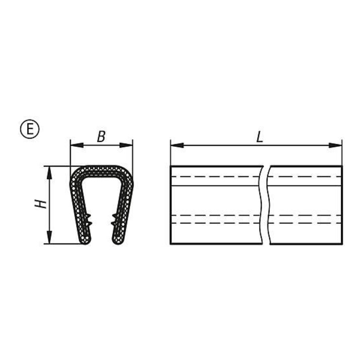 KIPP Profil de protection d’angle 5000 x 12 x 15 PVC noir Forme E sans joint