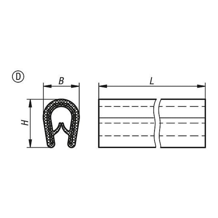 KIPP Profilé de protection d'angle 5000 x 6 x 8 mm Forme D PVC noir