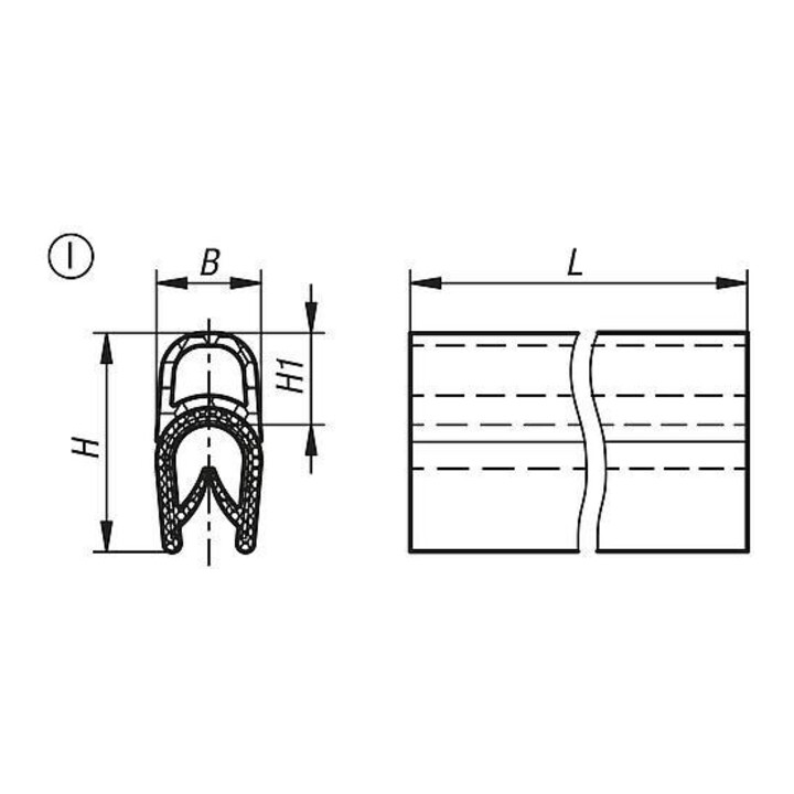 KIPP Profilé de protection d'angle étanche 2000 x 10 x 21 mm PVC noir EPDM
