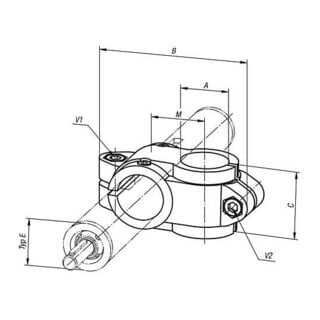 KIPP Rohrverbinder Kreuzstück Typ 30 Aluminium schwarz P A=20