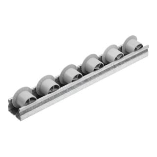 KIPP Rollenbahn Form B mit Spurkranz 2000mm Stahl verzinkt Polypropylen grau