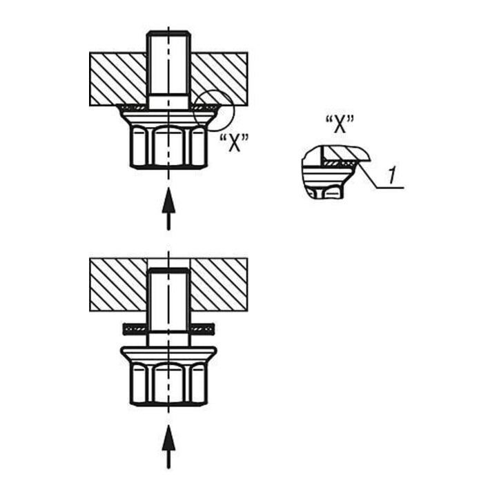 KIPP Rondelle d’étanchéité et de calage Hygienic USIT Ø16,1 Acier inoxydable 1.4404 75 EPDM