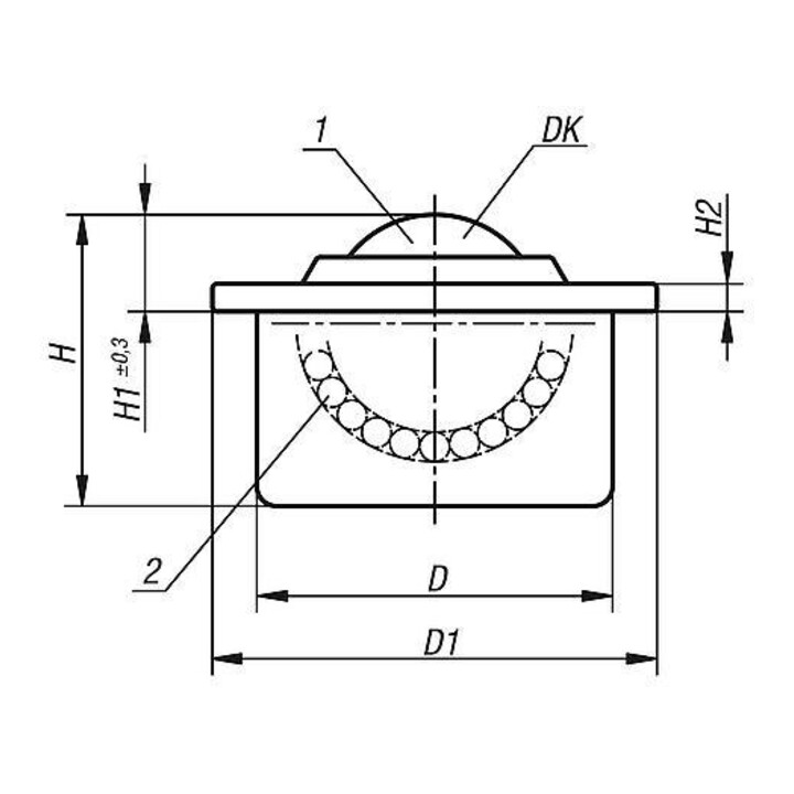 KIPP Roue à bille Boîtier Forme C Acier Inoxydable Compact Ø 30