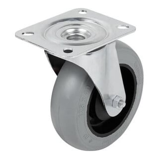 KIPP Roulette pivotante 125 mm caoutchouc avec pneu en caoutchouc souple sans système de blocage 40 mm