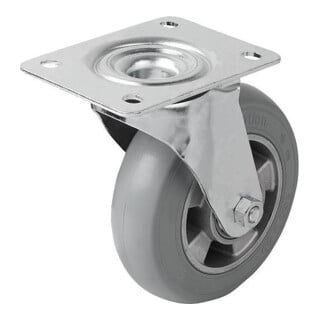 KIPP Roulette pivotante 150 mm caoutchouc pneu en caoutchouc souple sans système de blocage