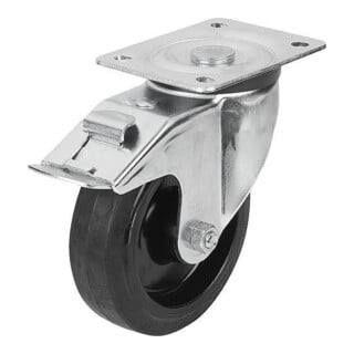 KIPP Roulette pivotante avec système de blocage STOP-FIX Ø 200 x 50 mm caoutchouc boîtier en acier