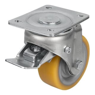 KIPP Roulette pivotante avec système de blocage Stop-Top Polyuréthane D=125 I=50 Acier