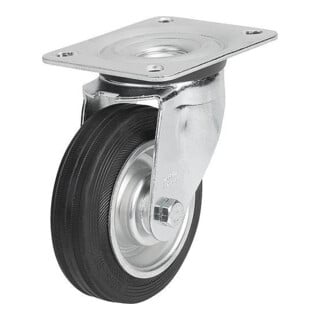 KIPP Roulette pivotante sans système de blocage Caoutchouc 100 x 30 mm Acier