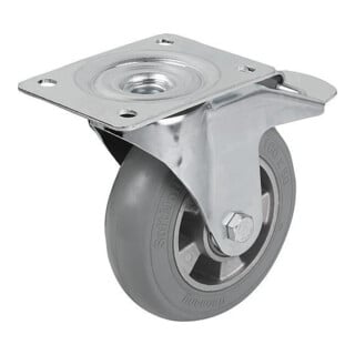 KIPP Roulette pivotante Stop-Fix Ø 200 mm I 50 mm Roue en caoutchouc souple
