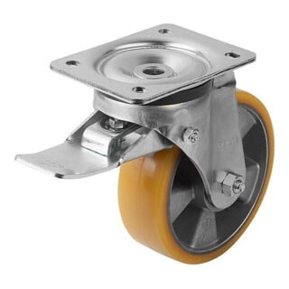 KIPP Roulette pivotante Stop-Top Polyuréthane Acier 125 × 40 mm
