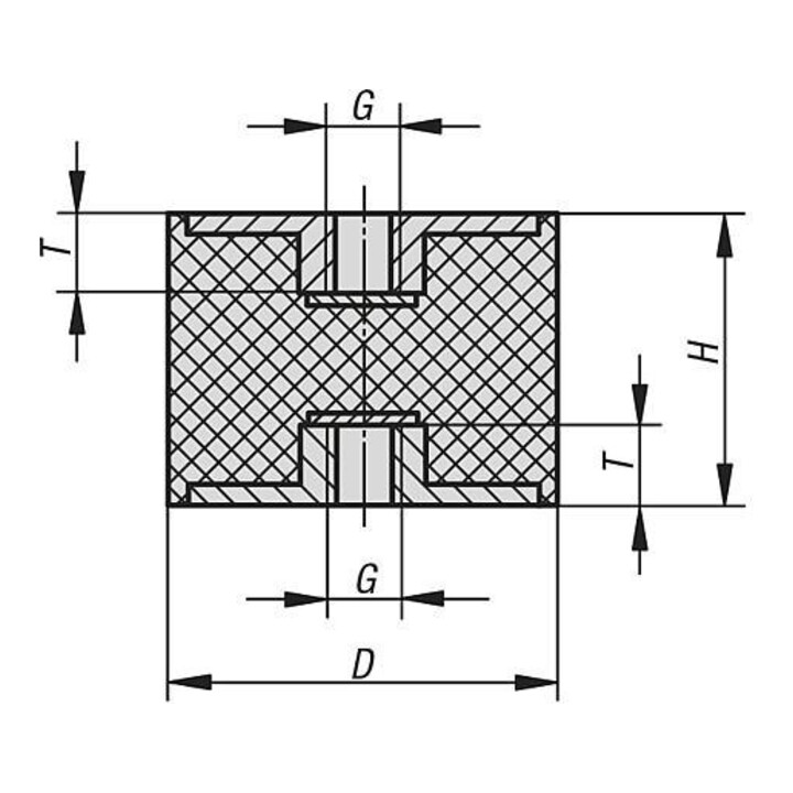 KIPP Rubberbuffer Type C M10 Ø 50 mm H 40 mm Staal Elastisch Natuurrubber