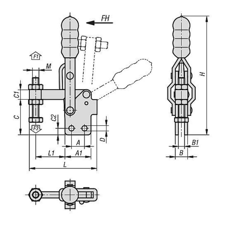 KIPP Schnellspanner Fuß senkrecht Standard F1=5400 M16x15