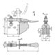 KIPP Schnellspanner Horizontal Standard Fuß abgewinkelt F2=1200 verstellbar Andruckspindel