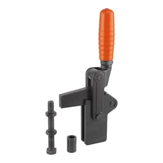 KIPP Schnellspanner schwere Ausführung Stahl Fuß senkrecht Kunststoff orange
