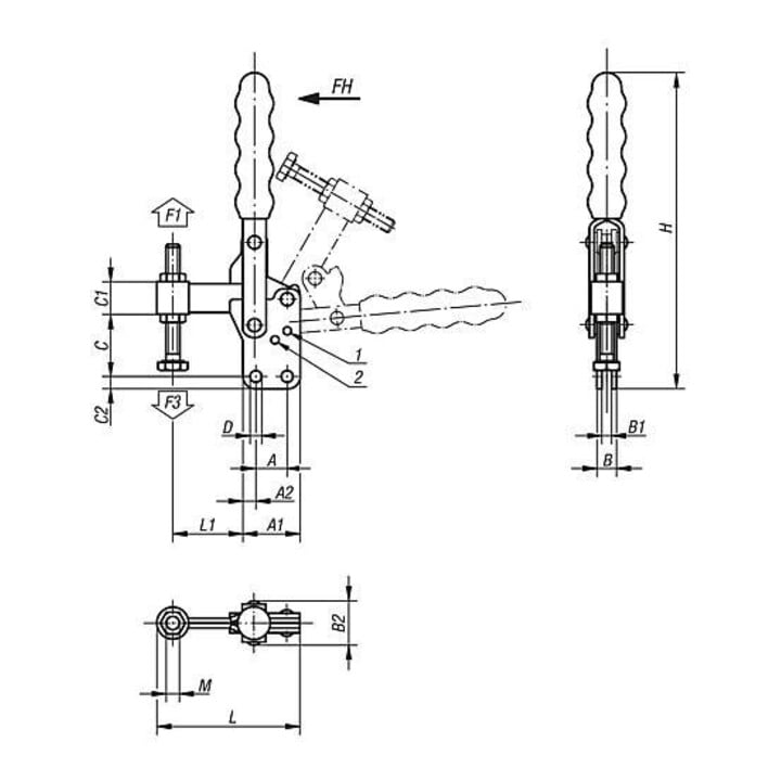 KIPP Schnellspanner Standard M6x50 Kunststoff orange Fuß senkrecht Stahl