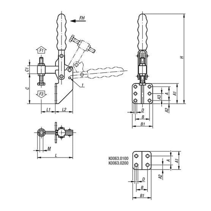 KIPP Schnellspanner Standard Stahl Fuß abgewinkelt Kunststoff orange M0