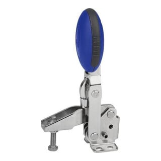 KIPP Schnellspanner Vertikal Standard Fuß waagrecht Edelstahl blank Polyamid