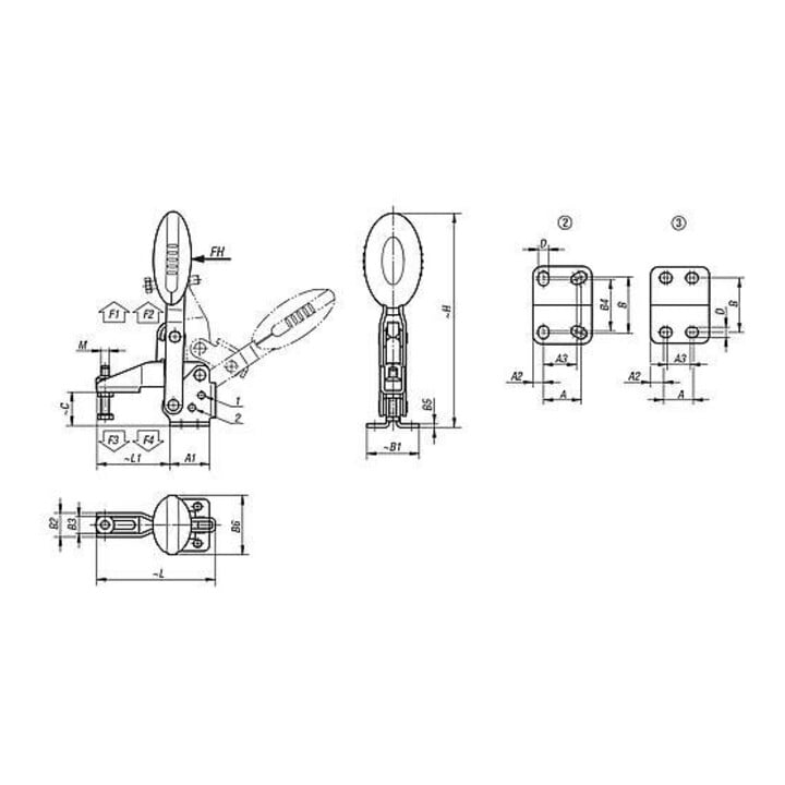 KIPP Schnellspanner Vertikal Standard Fuß waagrecht Edelstahl blank Polyamid