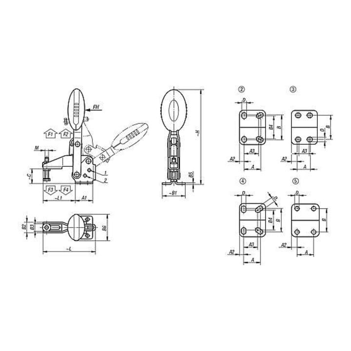 KIPP Schnellspanner Vertikal Standard Fuß waagrecht Stahl nitrocarburiert oxidiert