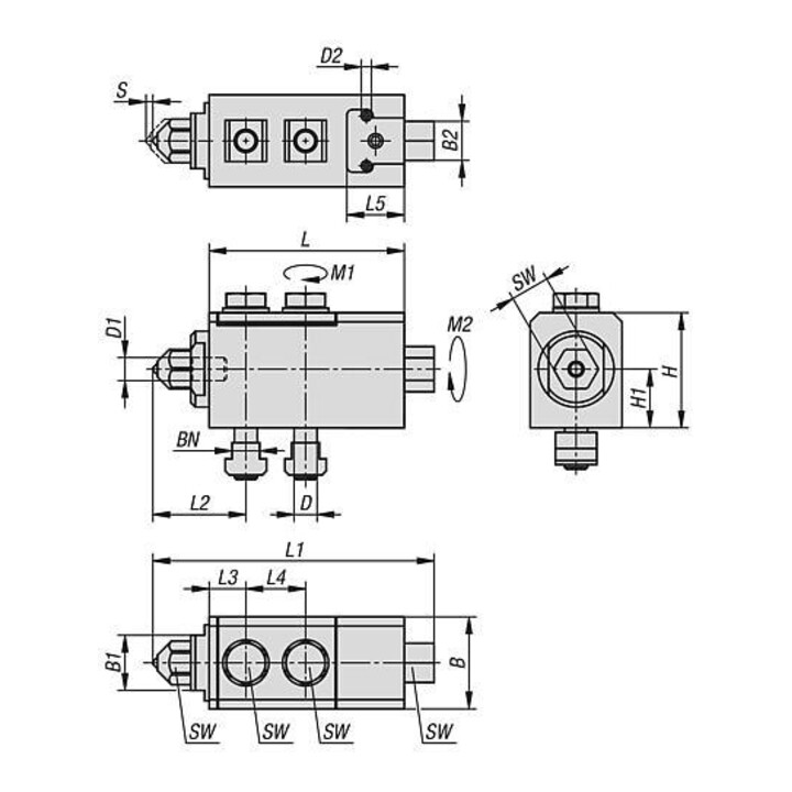KIPP Seitenspanner Gr.20 L=98 B=47,5 H=56 Vergütungsstahl brüniert