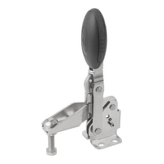 KIPP Serrage rapide vertical Pied standard horizontal Acier inoxydable poli Polyamide