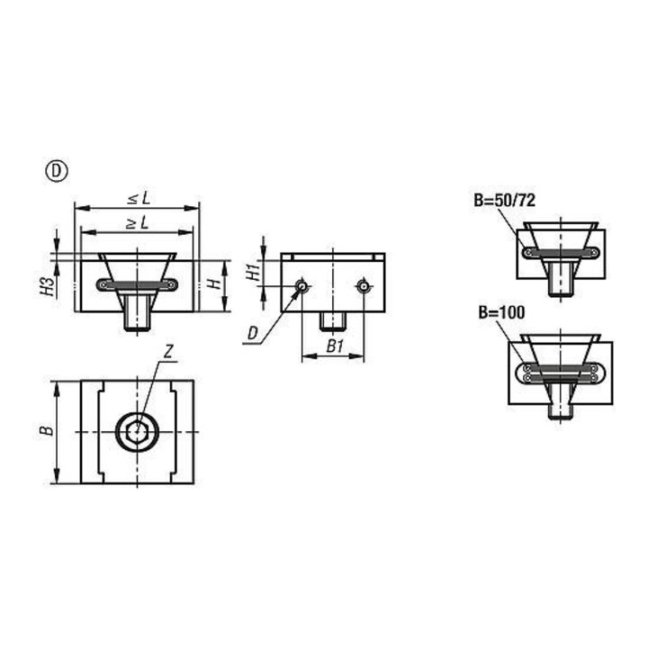 KIPP Serre-cale double face Forme D M16 I100 Acier d’outil