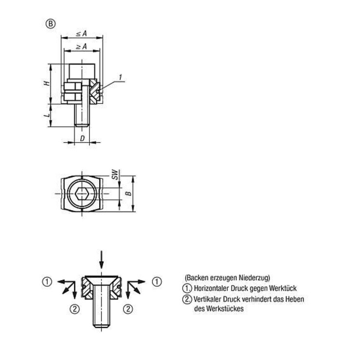 KIPP Serre-cale lisse avec vis cylindrique M06x18 10,2 acier trempé