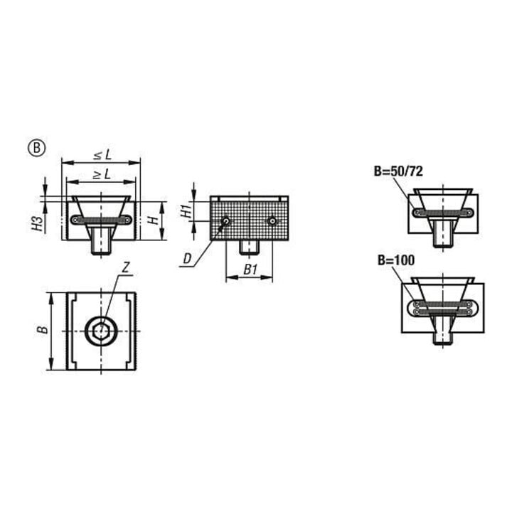 KIPP Serre-joint à coin double face Forme B striée I 72 M16 Acier d'outil trempé