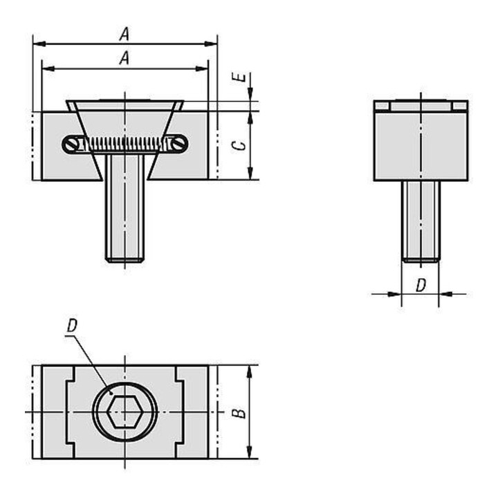 KIPP Serre-joint à coin double face I=30 acier allié noir