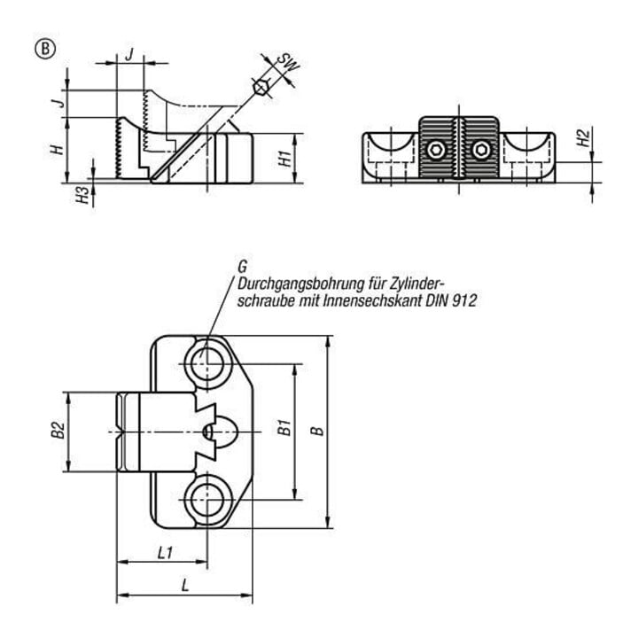 KIPP Serre-joint bas forme B en acier trempé