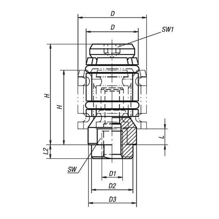 KIPP Serre-joint de centrage D1=M06 Acier acier trempé D=30