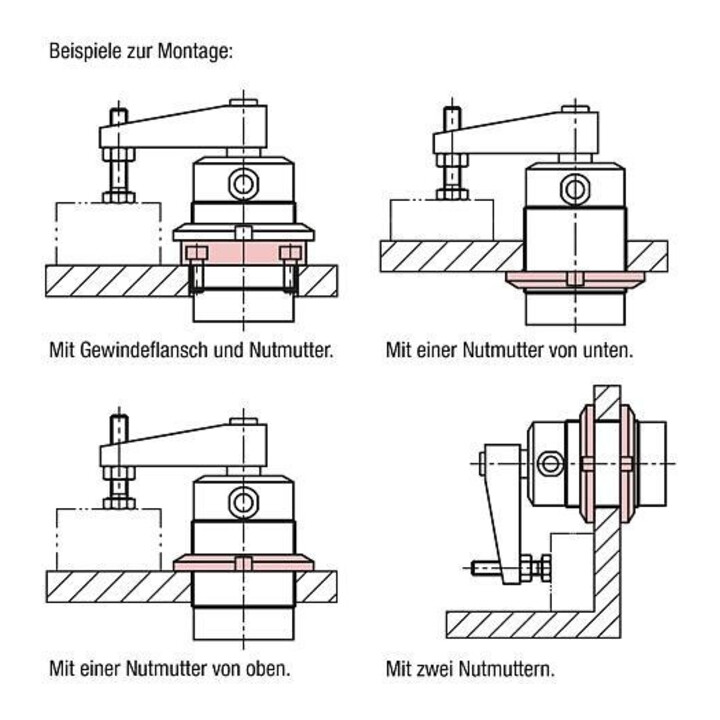 KIPP Serre-joint pivotant pneumatique à visser Taille 63 pivot droit Ø 77