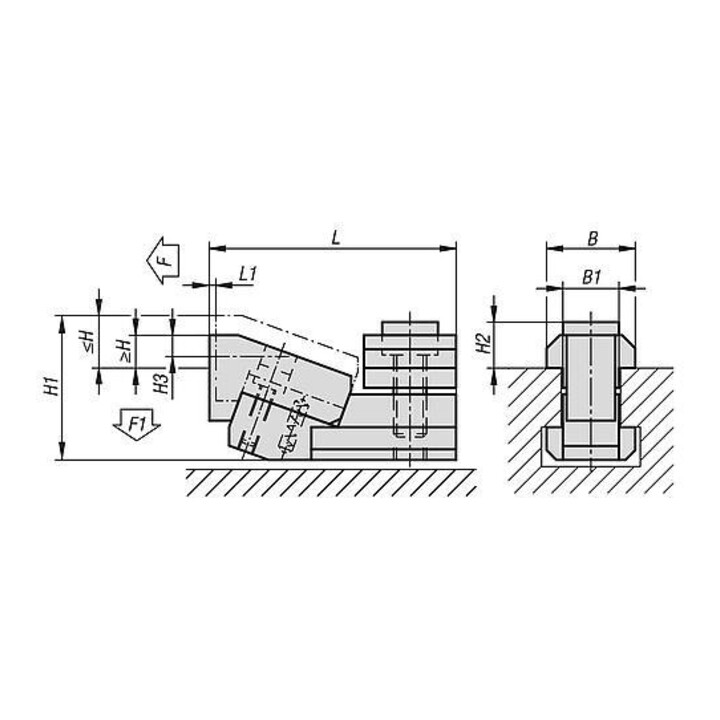 KIPP Serre-joint plat pour rainure en T BN16 acier trempé et brunie 1 pièce