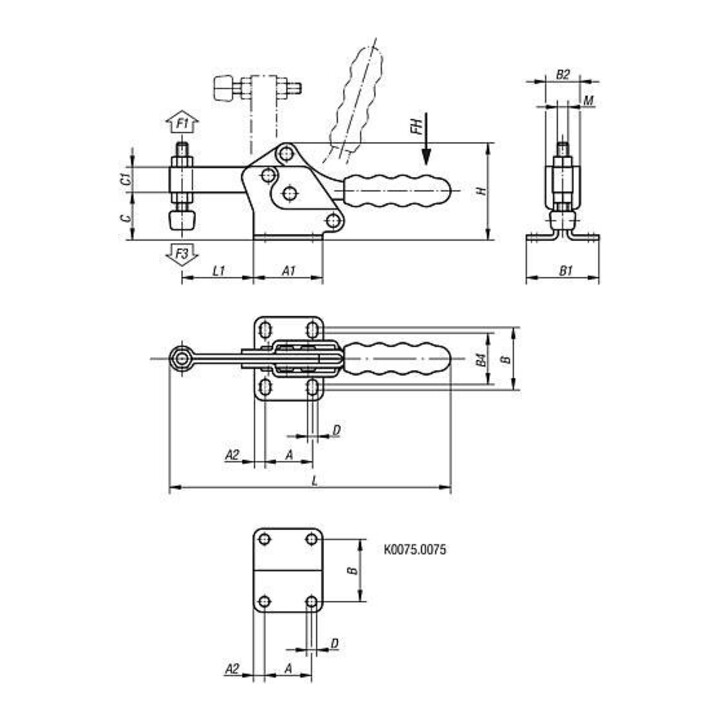 KIPP Serre-joint rapide Standard Pied horizontal Acier Plastique M05X35