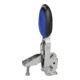 KIPP Serre-joint rapide vertical avec verrouillage de sécurité, inox, pied bleu horizontal