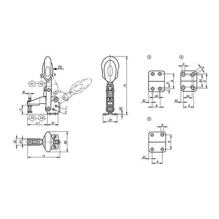 KIPP Serre-joint rapide vertical avec verrouillage de sécurité Pied horizontal Acier nitrure-carbure