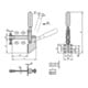 KIPP Serre-joint rapide vertical pied standard coudé F2=3600 bras de maintien plein M0