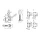 KIPP Serre-joint rapide vertical, pied standard horizontal, acier nitruré oxydé