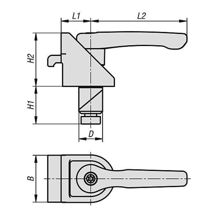 KIPP Spannbolzen mit Klemmwinkel D28 Stahl brüniert