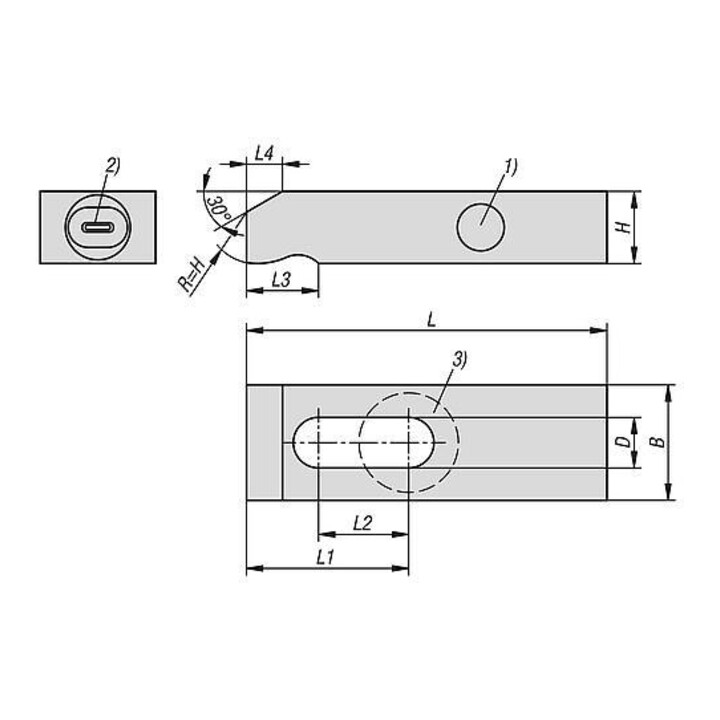 KIPP Spanneisen mit Kraftsensor M10 80 x 30 x 20mm Vergütungsstahl gehärtet