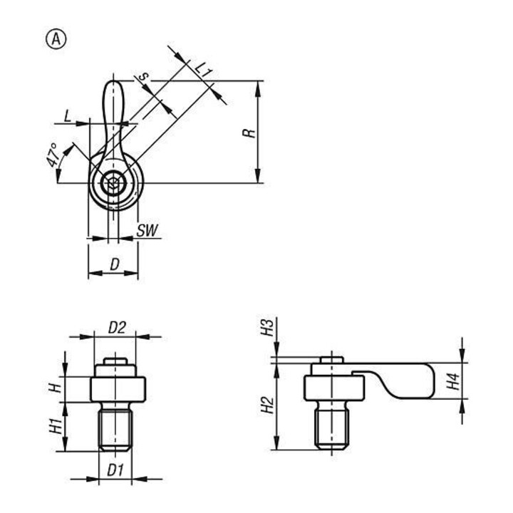 KIPP Spannexzenter mit Spannhebel Form A M10 Vergütungsstahl