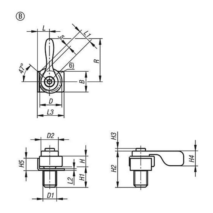 KIPP Spannexzenter mit Spannhebel Form B M12 F=0,7 Vergütungsstahl