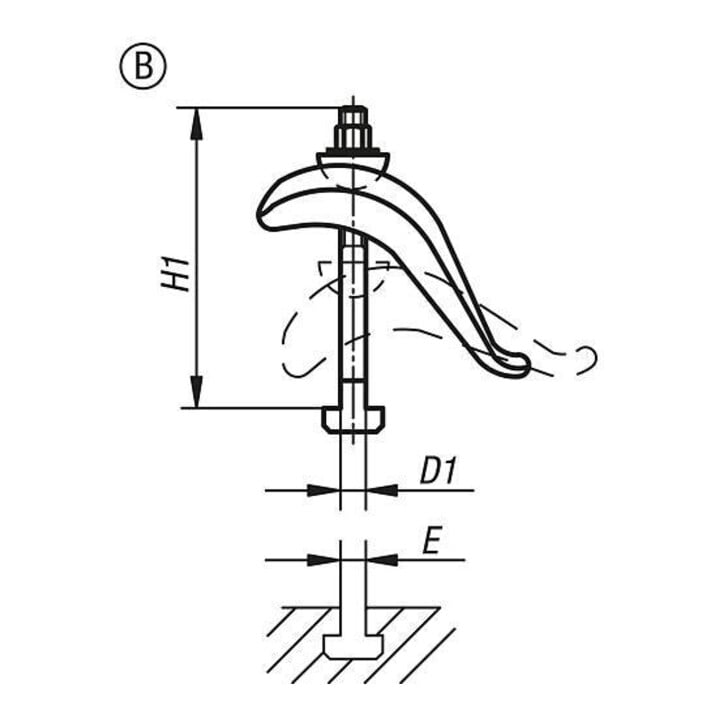 KIPP Spannpratze verstellbar Form B Stahl D=21 E=22