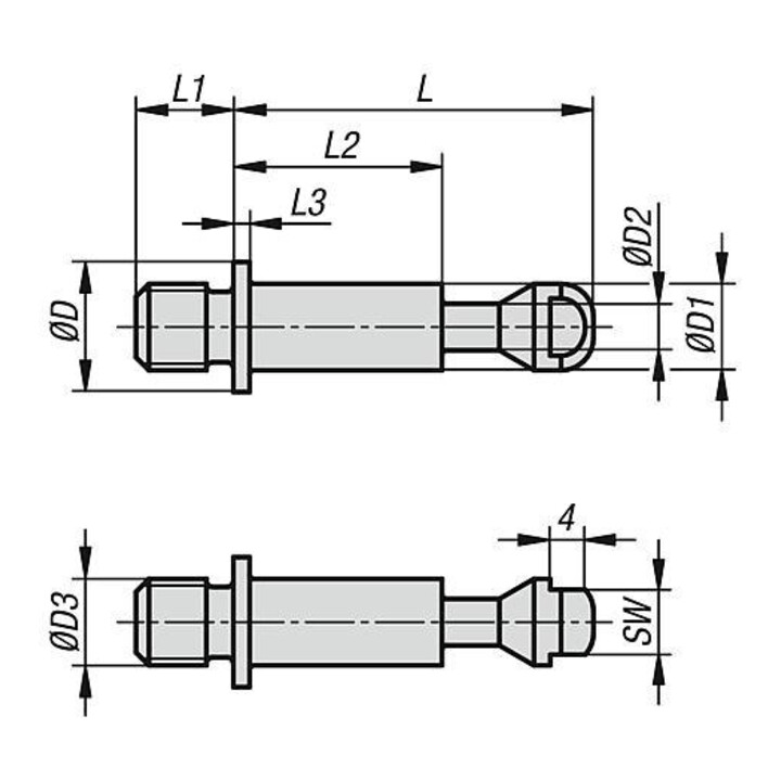 KIPP Spannschraube für Zugspanner pneumatisch M16 20mm vergütet brüniert