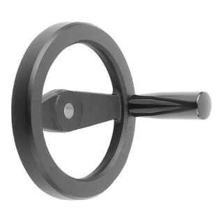 KIPP Speichenhandrad 2-Speichen D1=100 D2=12H7 Aluminium schwarz pulverbeschichtet