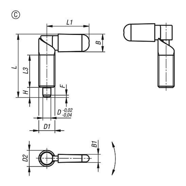 KIPP Sperrpen M12 Ø 8 mm Vorm C RVS blank met draadbus kap