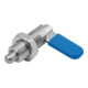 KIPP Sperrriegel D=5 M12X1,5 Edelstahl blank Form D mit Gewindehülse und Kappe