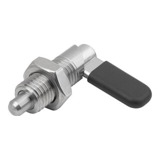 KIPP Sperrriegel D6 M16x1,5 Edelstahl blank Form D mit Gewindehülse und Kappe